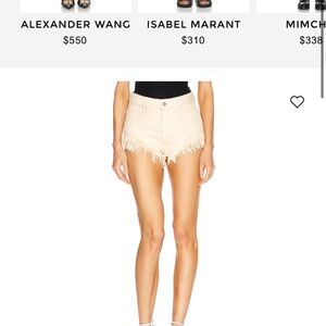 Isabel Marant Cream Frayed Denim Shorts